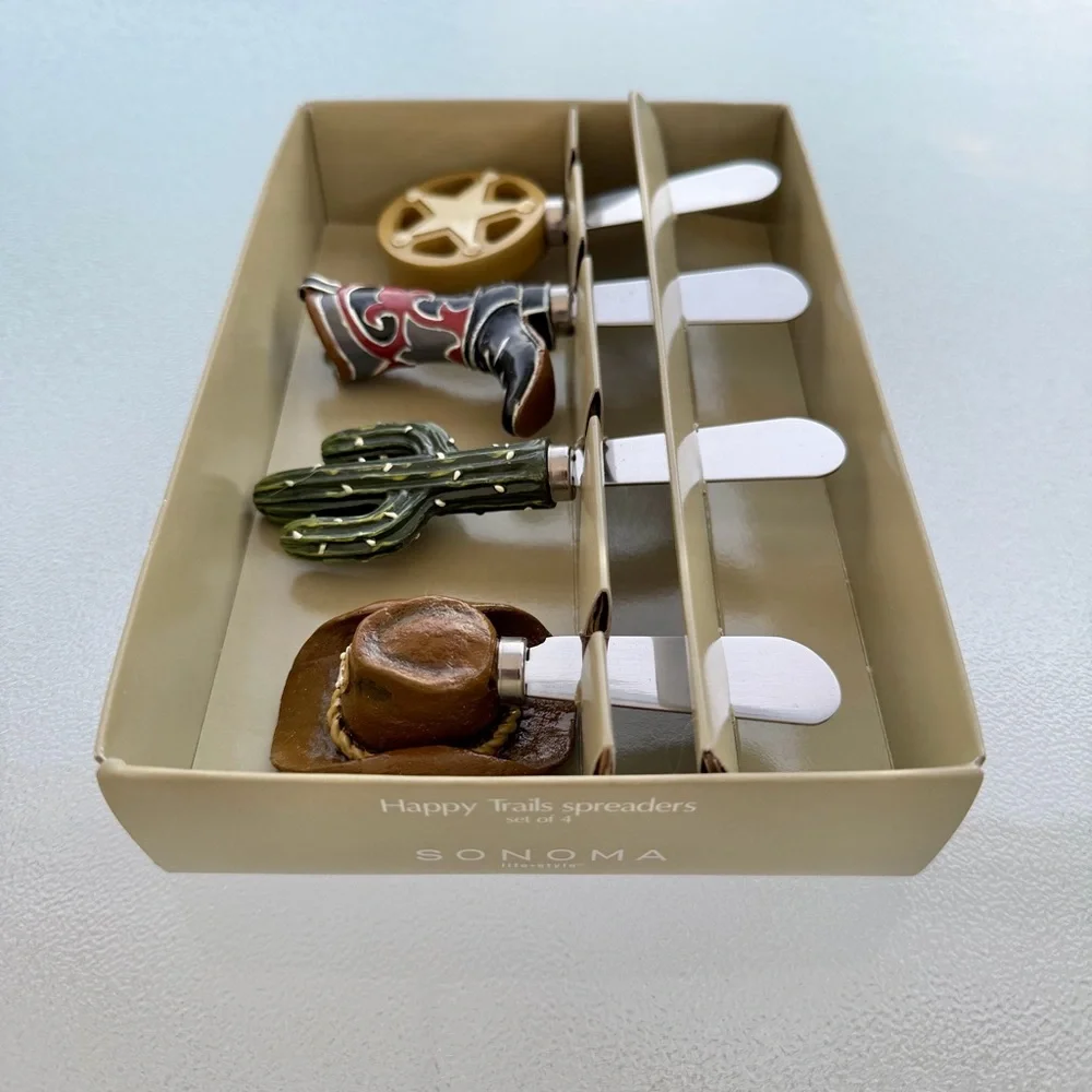 Sonoma Happy Trails Western Theme Cheese Spreaders ~ Set of 4